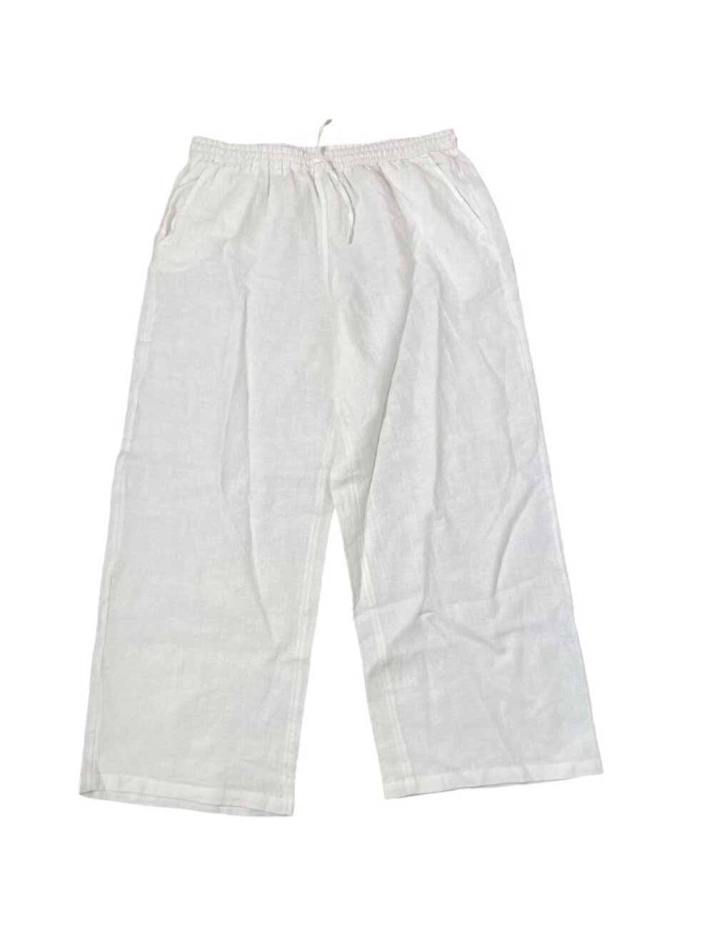 Lintico Linen Wide Leg Pull On Pants White Sz XXL Coastal Minimalist Beachy
